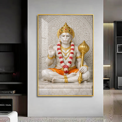 Divine Ram Bhakt Hanuman Premium Acrylic Vertical Wall Art