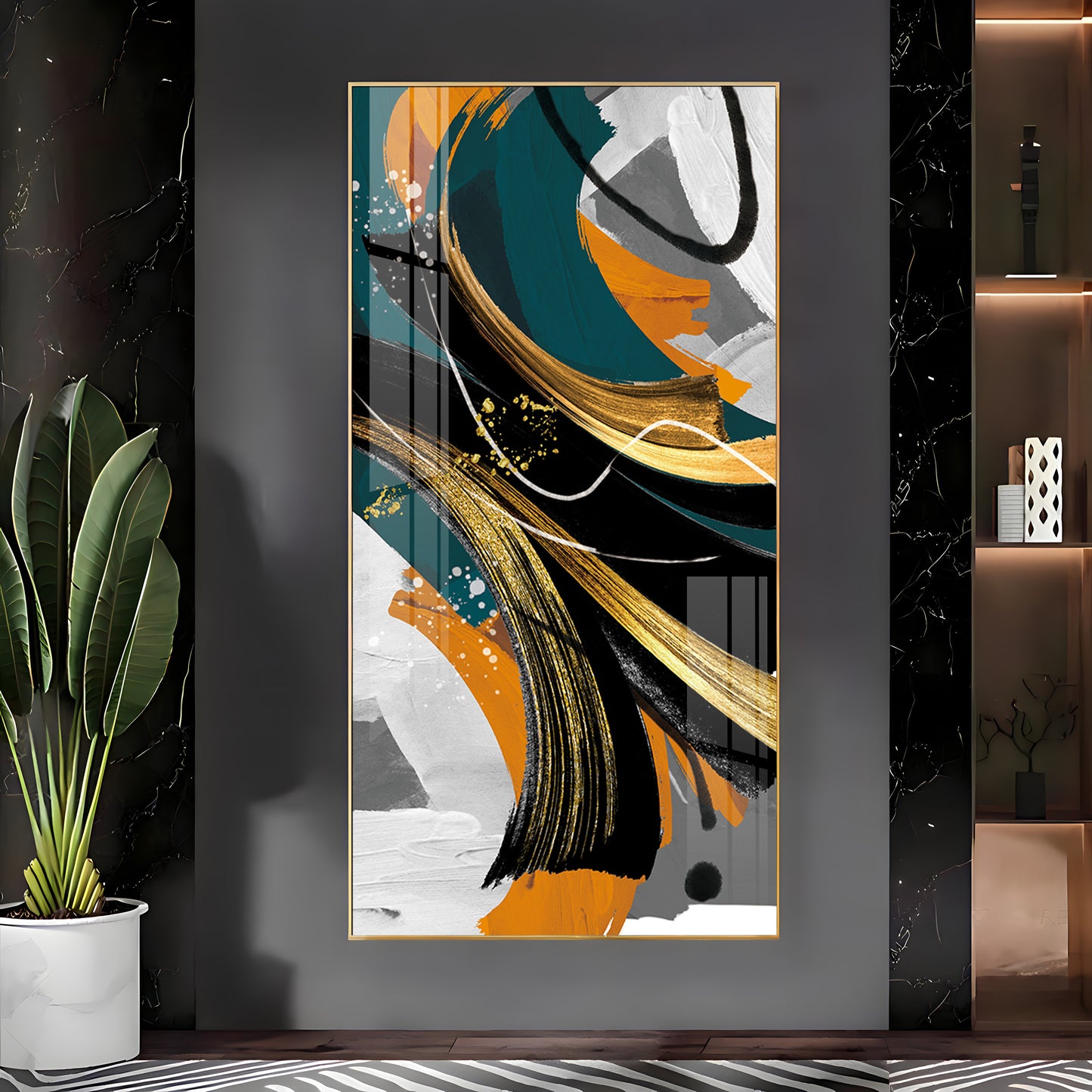 Abstract Gold Foil Premium Acrylic Vertical Wall Art