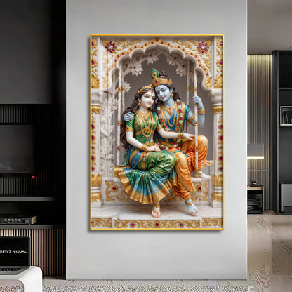 Sri Radha Krishna Blessing Premium Acrylic Vertical Wall Art