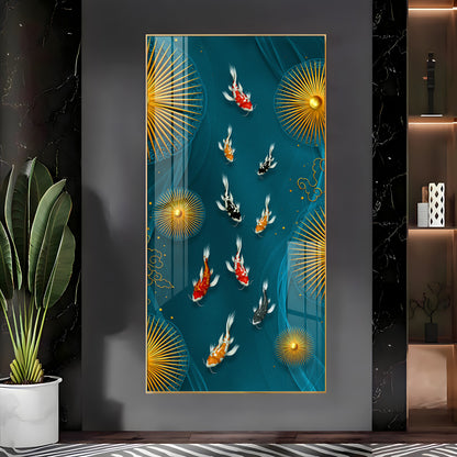 Feng Shui Koi Fish Premium Acrylic Vertical Wall Art