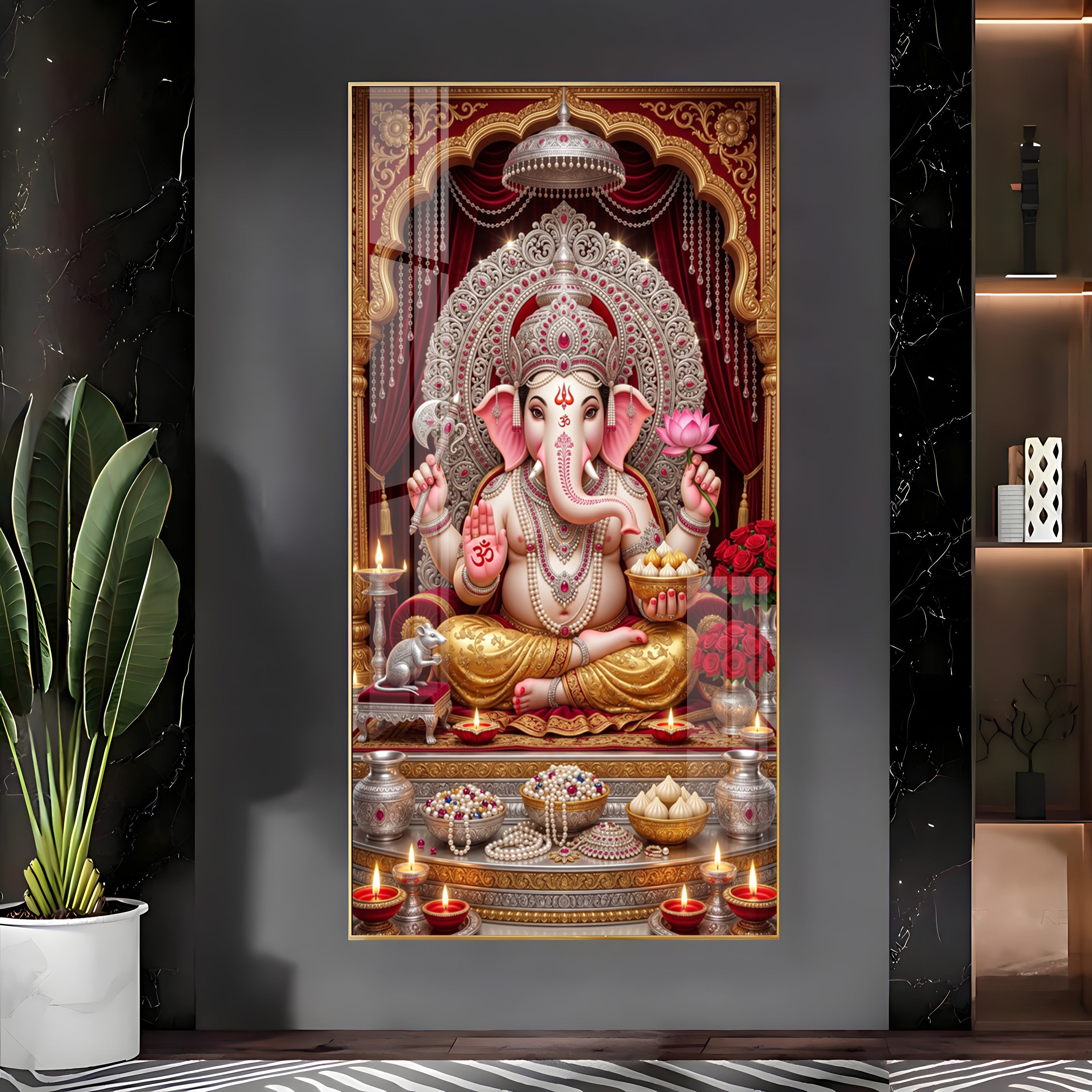 Divine Shree Ganesha Premium Acrylic Vertical Wall Art