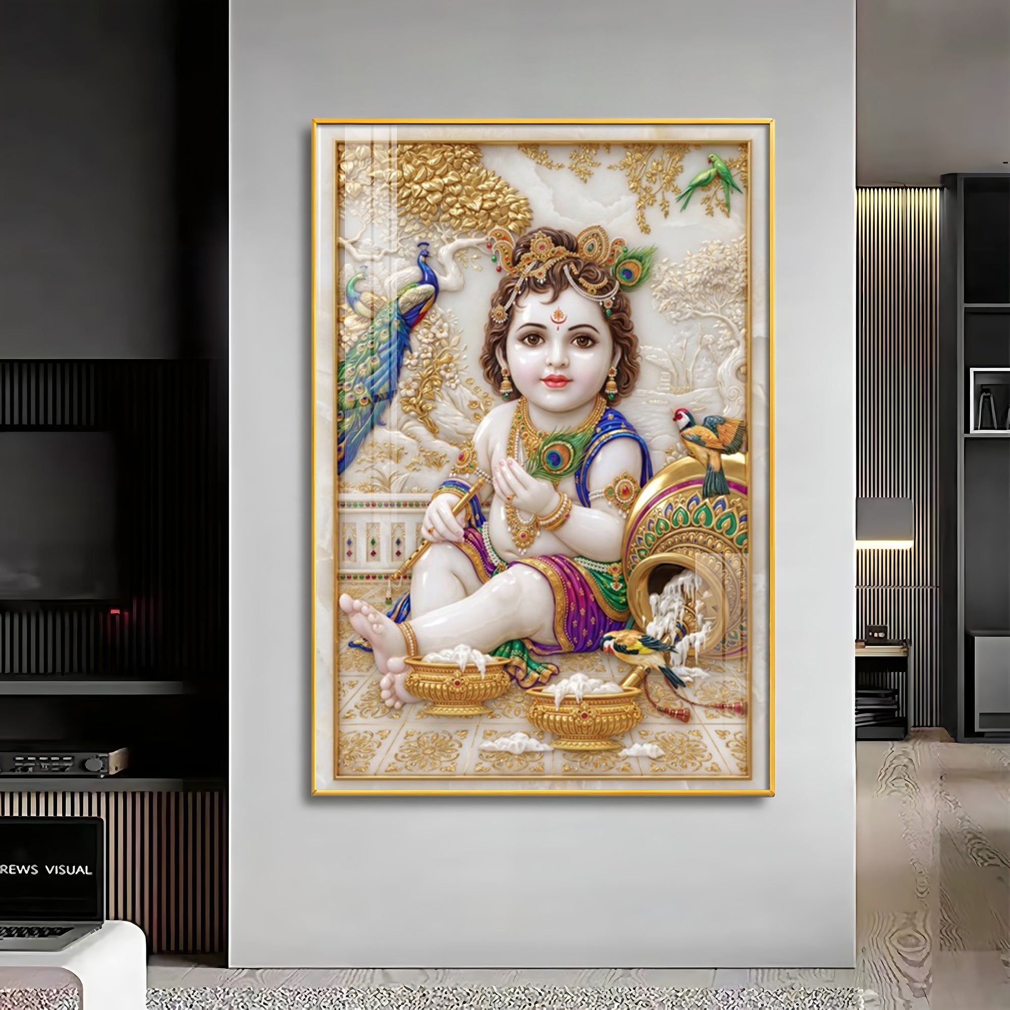 Divine Little Kanha Ji Premium Acrylic Vertical Wall Art