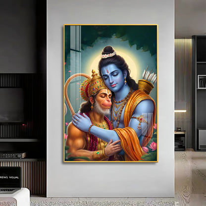 Lord Rama And Hanuman Brotherhood Premium Acrylic Wall Art