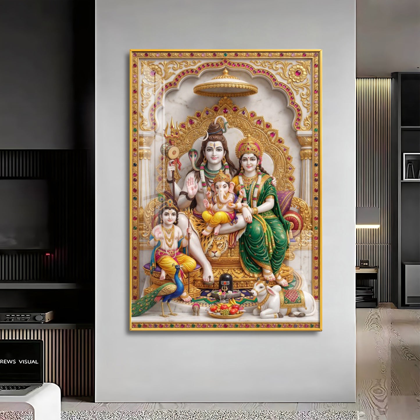 Shiva Parivar idol Premium Acrylic Vertical Wall Art