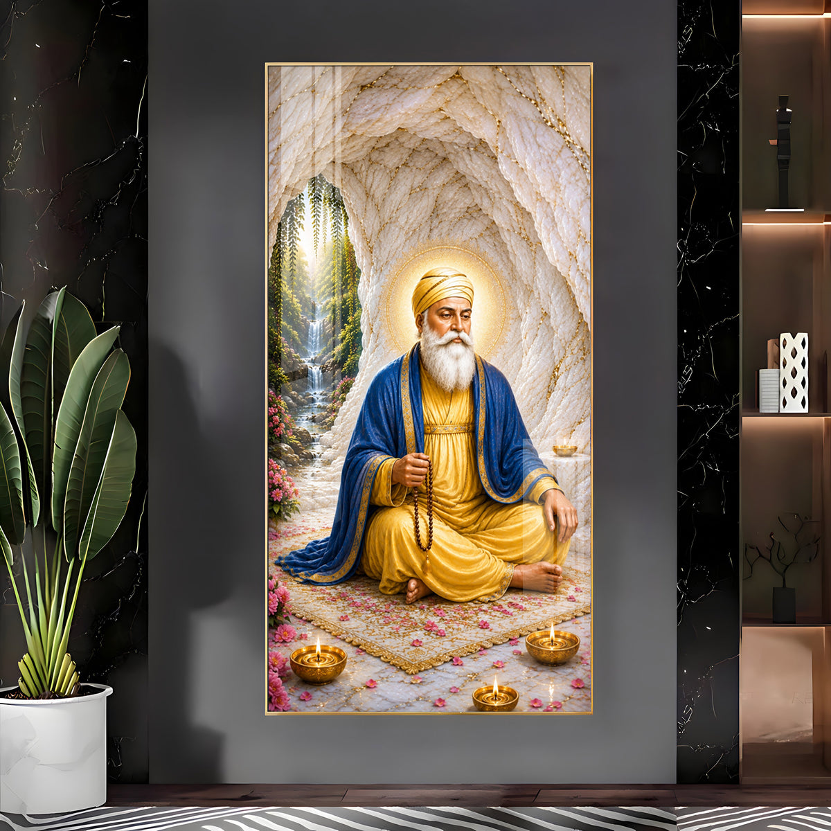 Guru Nanak Dev Ji Meditating Premium Acrylic Vertical Wall Art