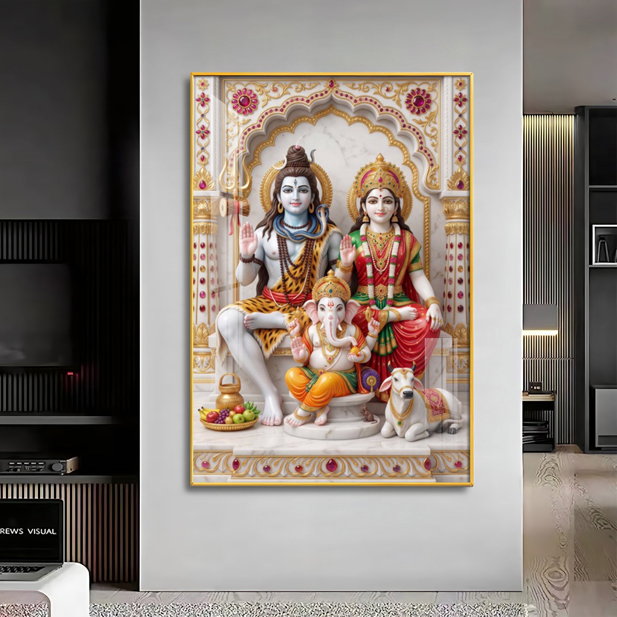 Lord Shiv Parvati Parivar Premium Acrylic Vertical Wall Art