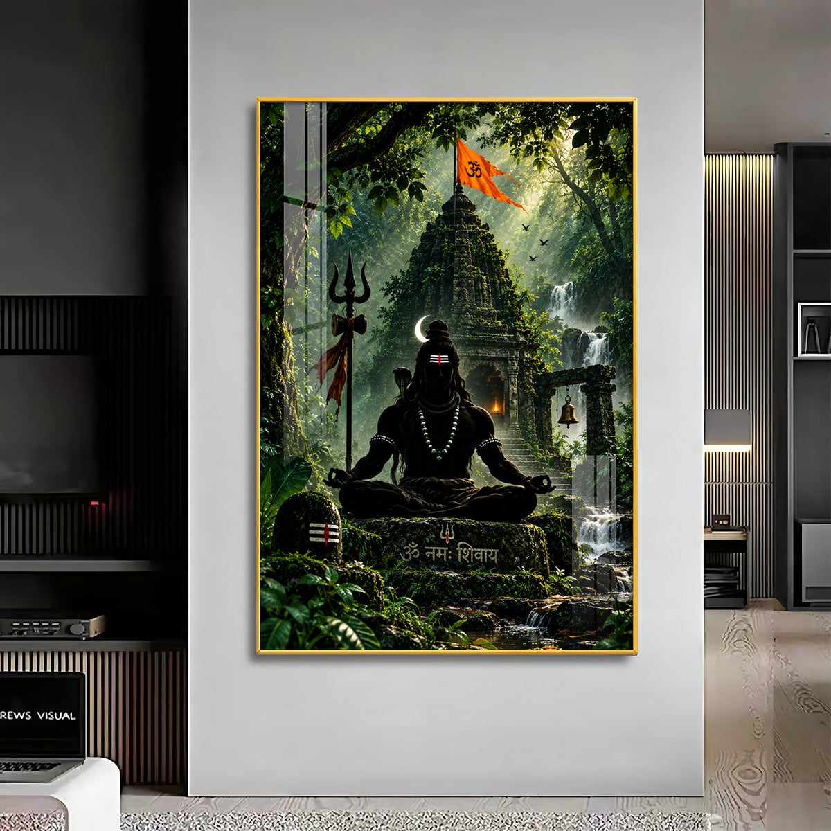 Lord Shiva Meditating In Forest Premium Acrylic Vertical Wall Art