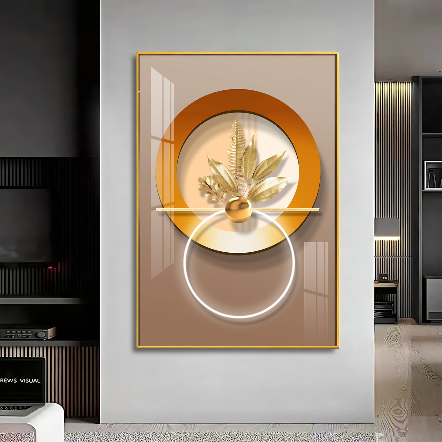 Golden Leaf Embrace Premium Acrylic Vertical Wall Art
