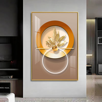 Golden Leaf Embrace Premium Acrylic Vertical Wall Art