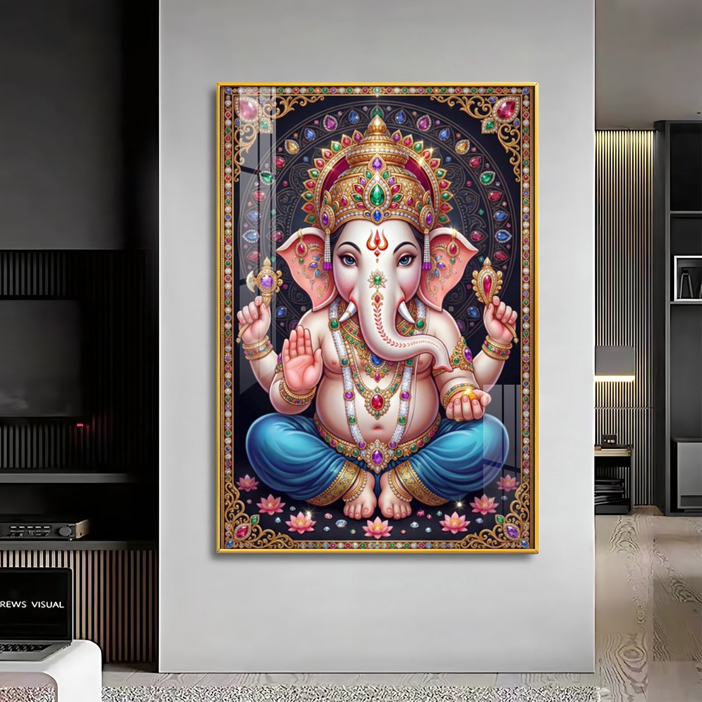 Lord Shri Ganesh Premium Acrylic Vertical Wall Art