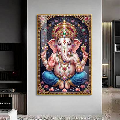 Lord Shri Ganesh Premium Acrylic Vertical Wall Art