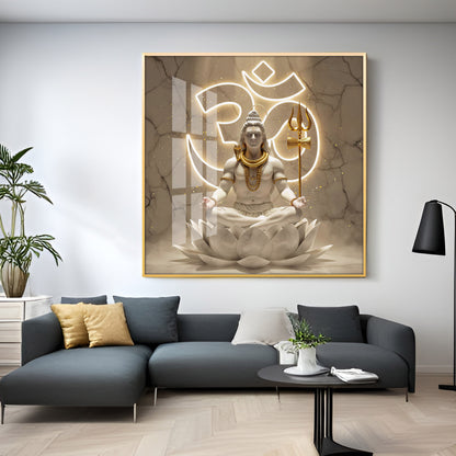 Lord Shiva Meditating Premium Acrylic Square Wall Art