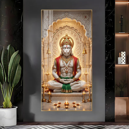 Hanuman's Divine Sanctuary Premium Acrylic Vertical Wall Art