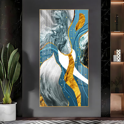 Blue & White Abstraction Premium Acrylic Vertical Wall Art