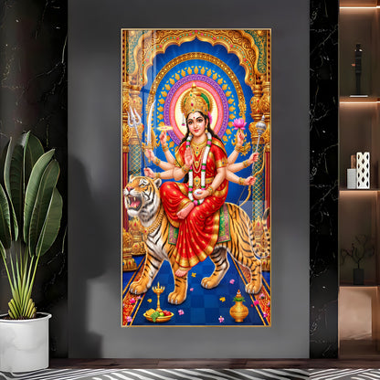 Goddess Durga Divine Premium Acrylic Vertical Wall Art