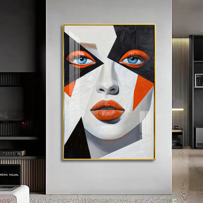 Woman With Orange Lips Premium Acrylic Vertical Wall Art