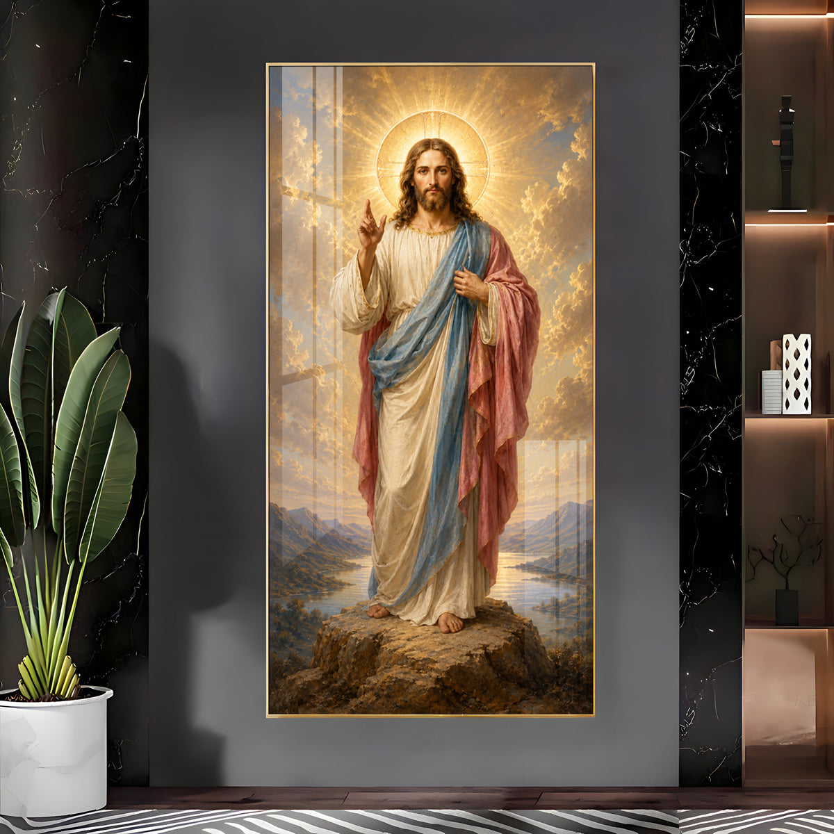 Divine Jesus Christ Blessing Landscape Premium Acrylic Vertical Wall Art
