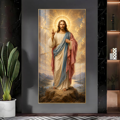 Divine Jesus Christ Blessing Landscape Premium Acrylic Vertical Wall Art