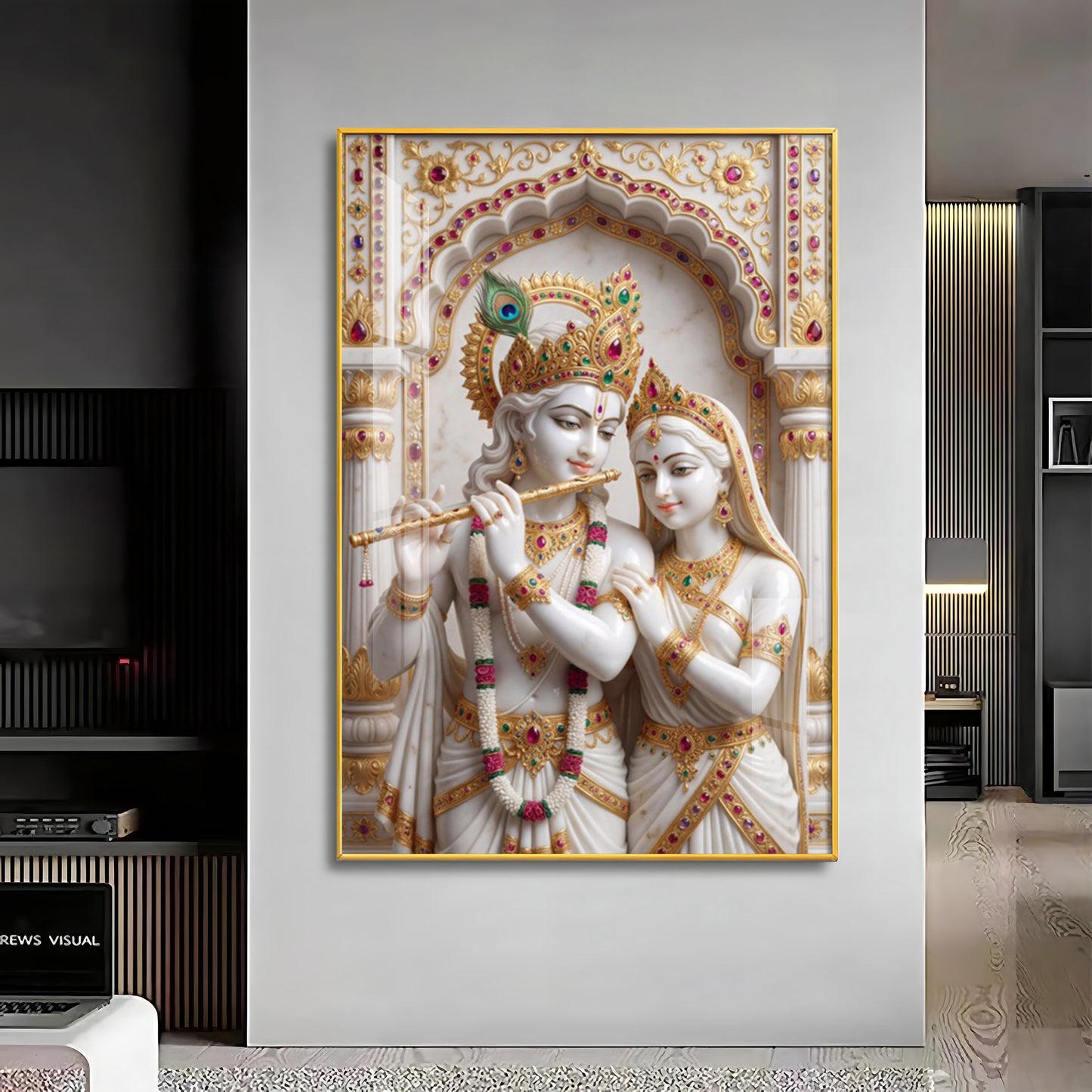 Radiant Radha krishna Idol Premium Acrylic Vertical Wall Art