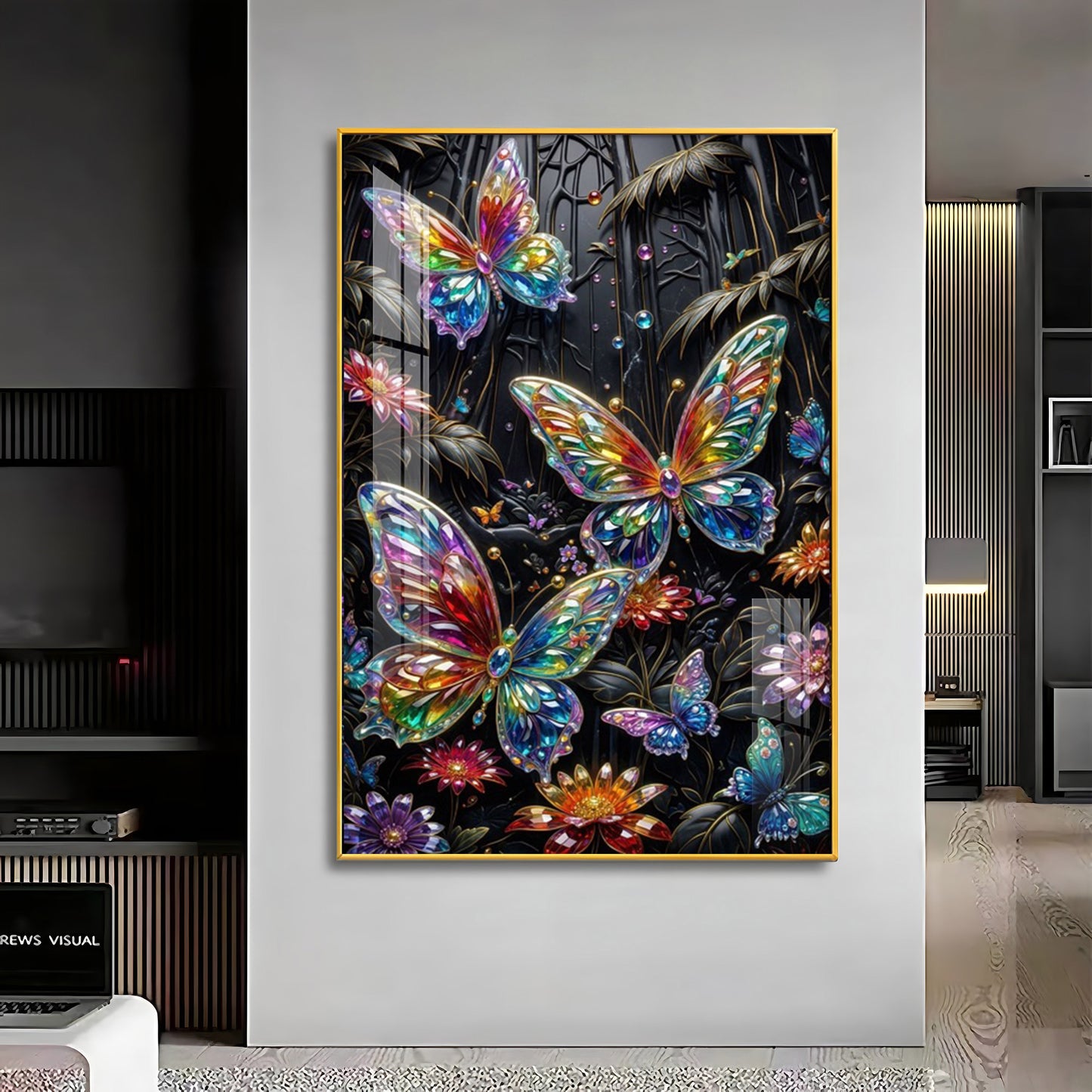 Butterflies & Flowers Premium Acrylic Vertical Wall Art