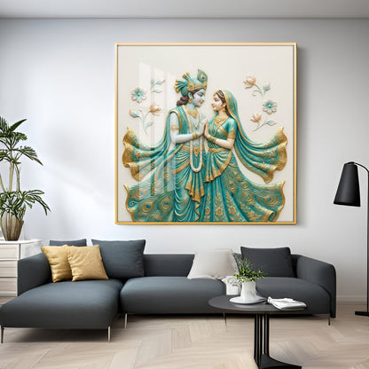 Divine Radha Krishna Premium Acrylic Square Wall Art