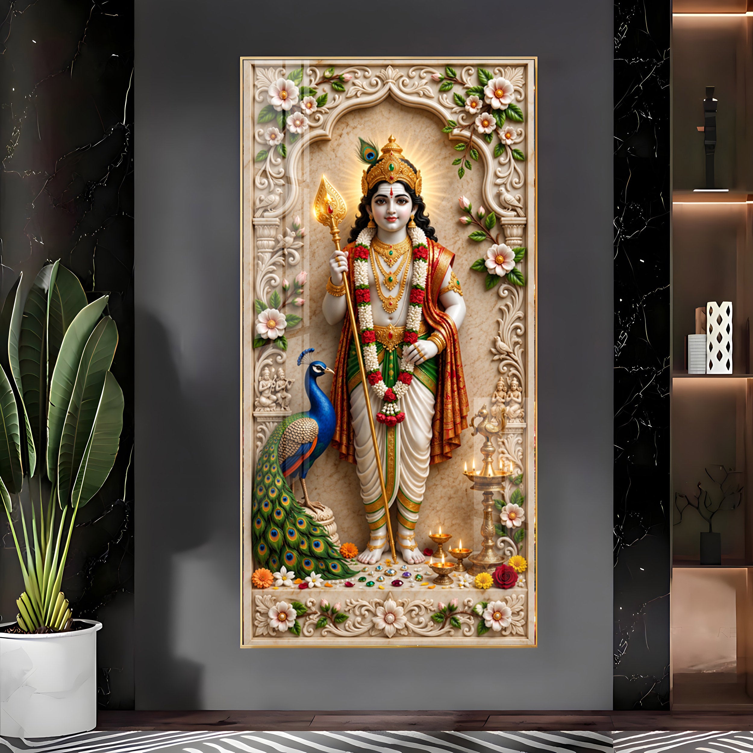 Hindu Deity Of War Lord Murugan Premium Acrylic Vertical Wall Art