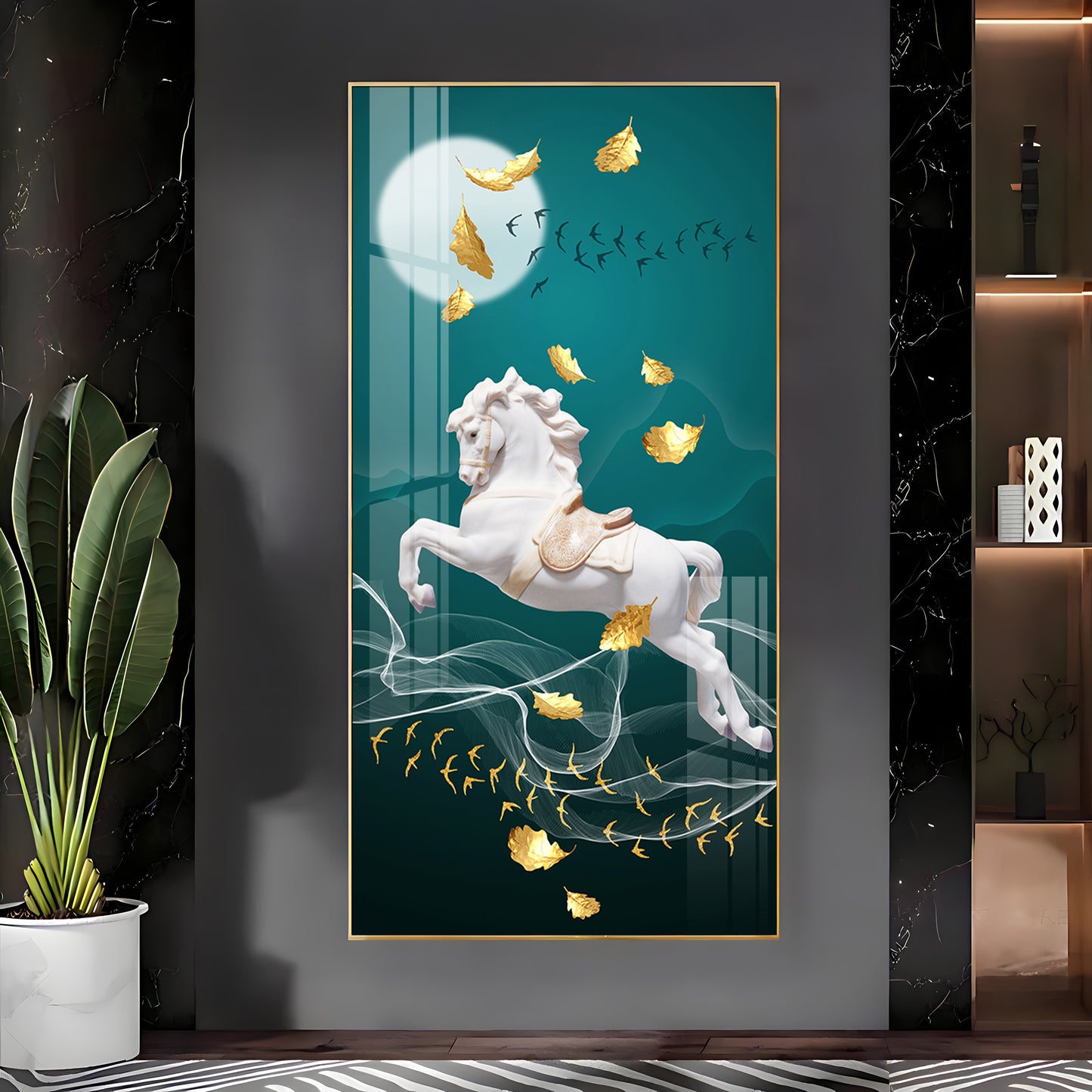 White Horse Premium Acrylic Vertical Wall Art