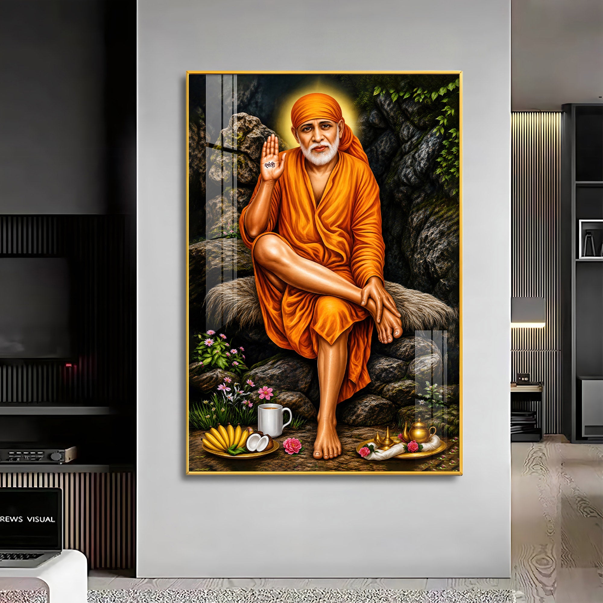 Sri Sai in Tranquil Premium Vertical Acrylic Wall Art
