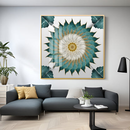 Leaf Rangoli Premium Acrylic Square Wall Art