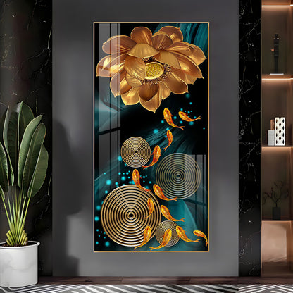Golden Serenity Blossom Premium Acrylic Vertical Wall Art