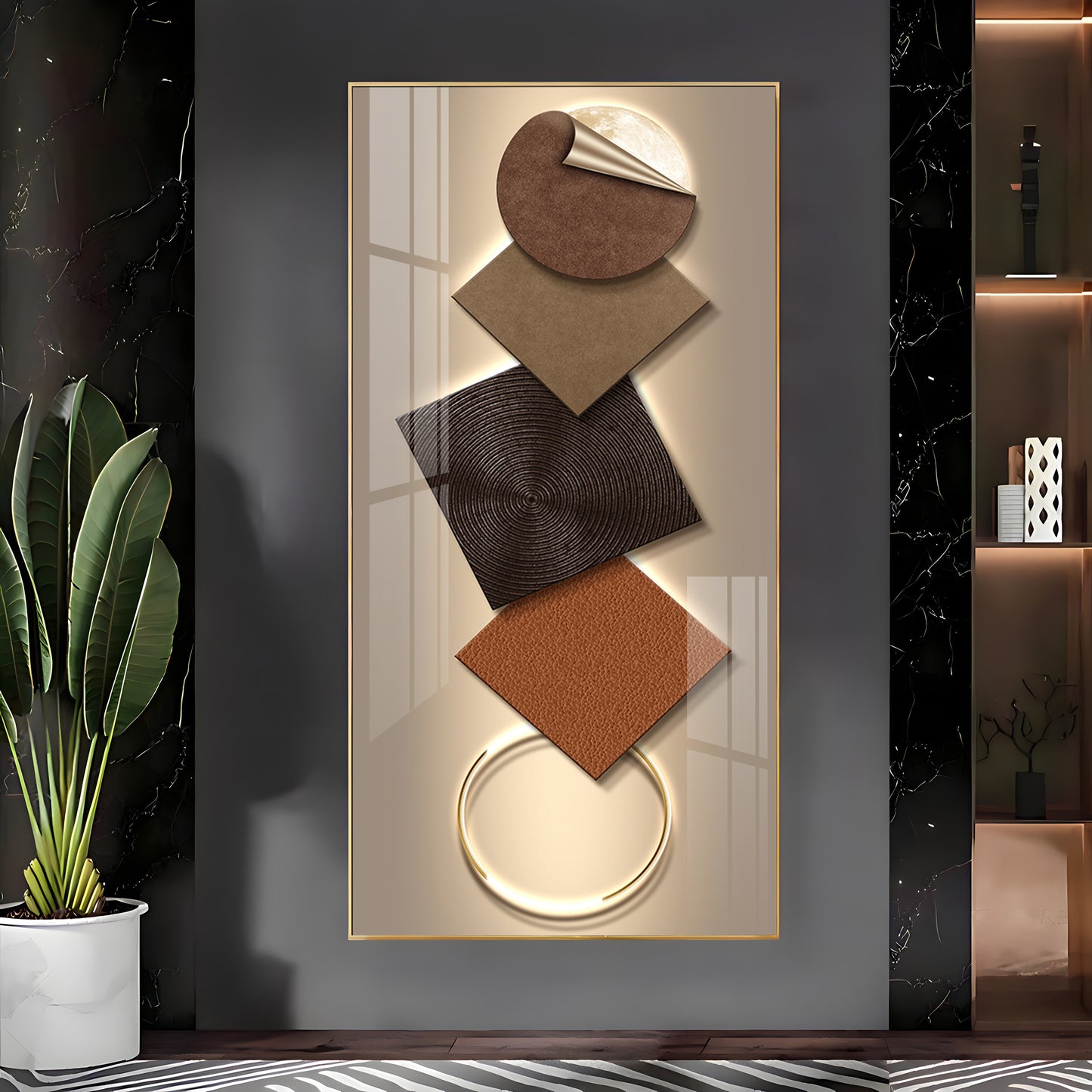 Elegant Geometry Abstract Design Premium Acrylic Vertical Wall Art