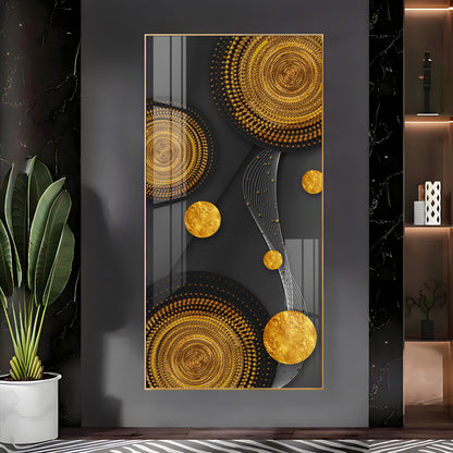 Gold Circle Shape Premium Acrylic Vertical Wall Art