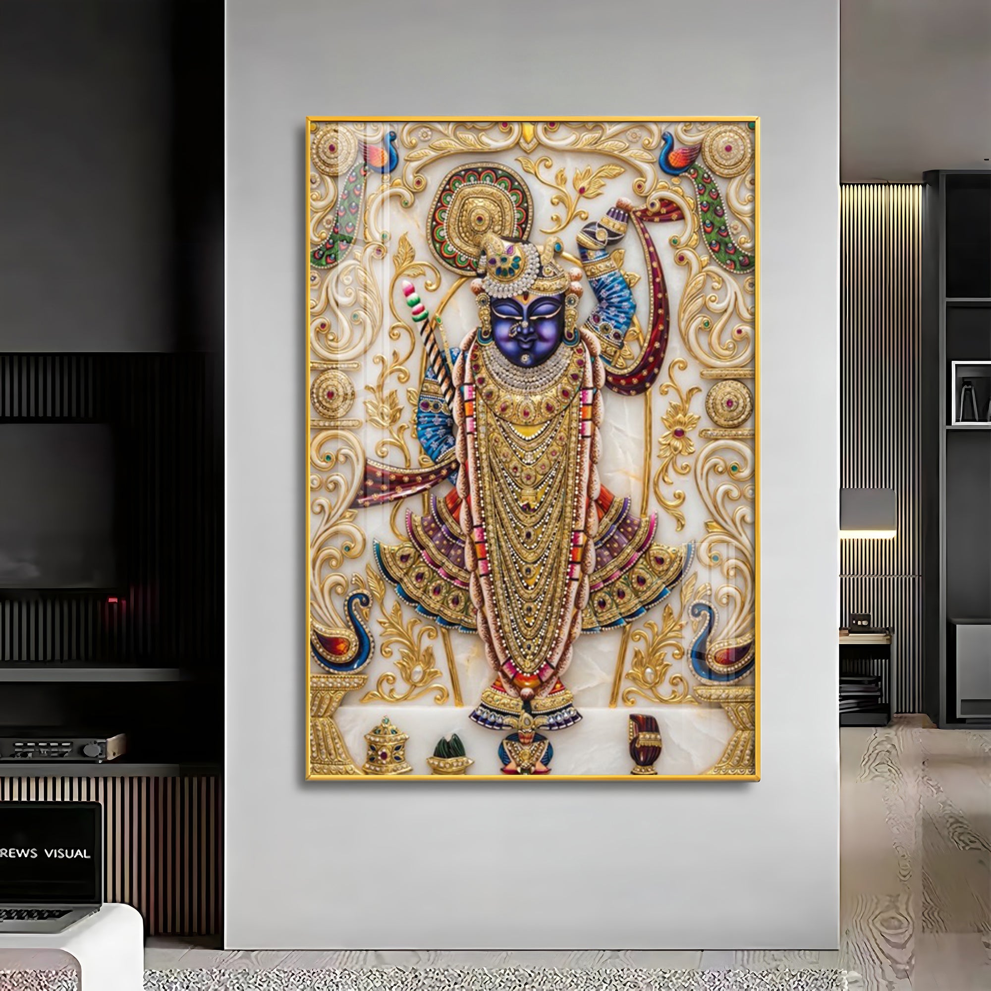 Lord Shrinathji Premium Acrylic Vertical Wall Art