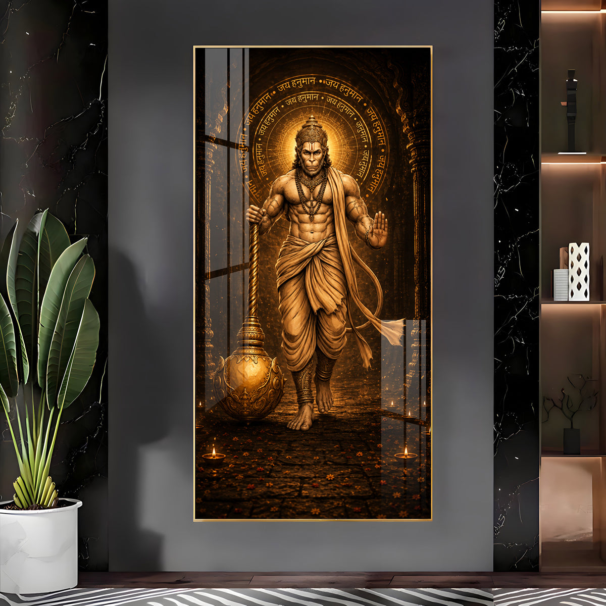 Spiritual God Hanuman Ji Premium Acrylic Vertical Wall Art