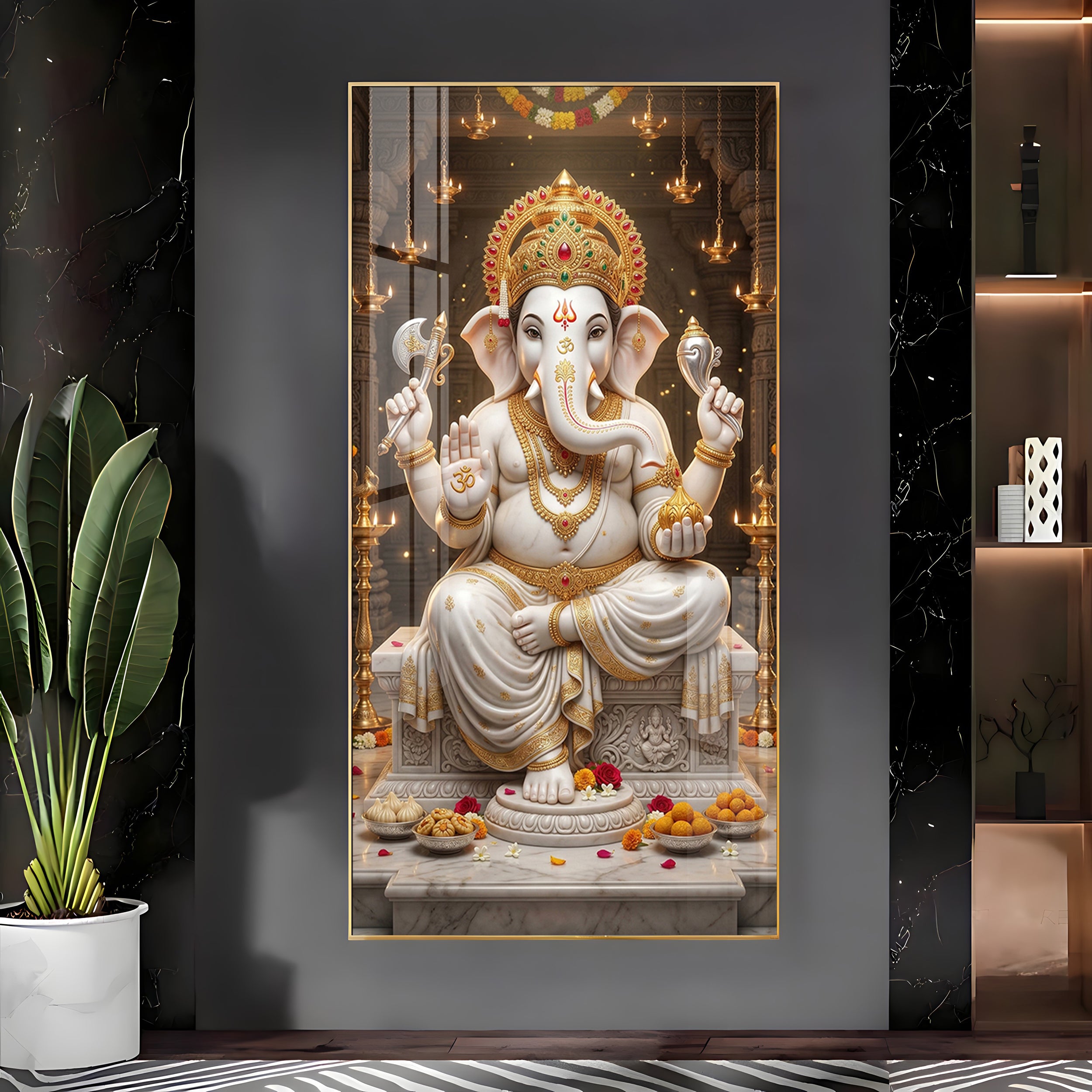 Divine Blessings Of Ganesh Ji Premium Acrylic Vertical Wall Art