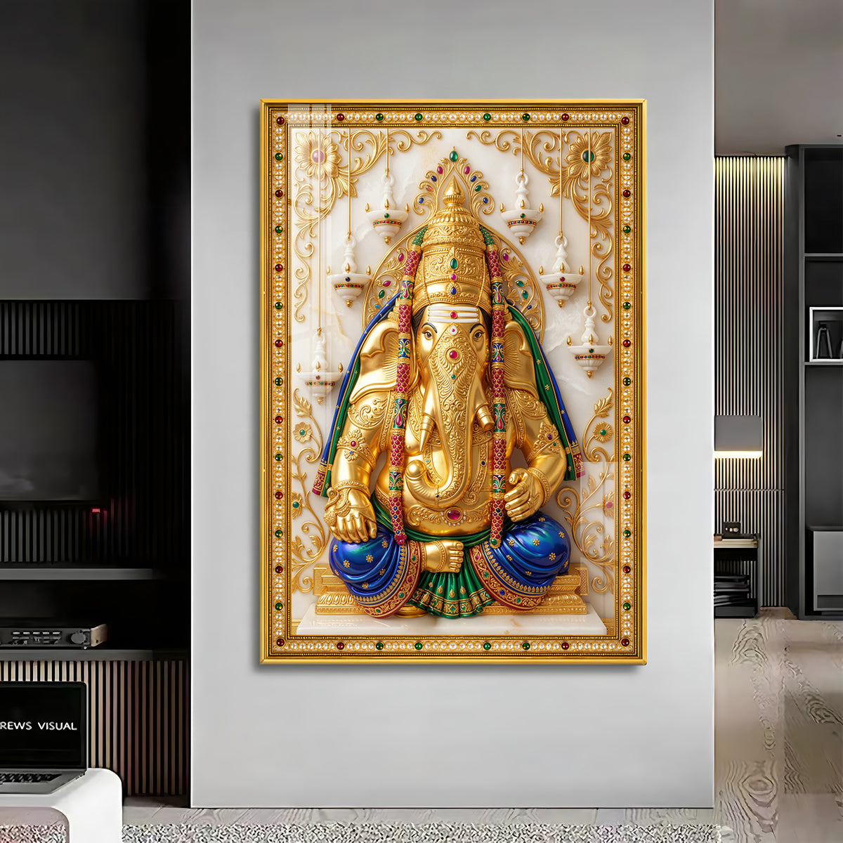 Pillayarpatti Karpaga Vinayagar Premium Acrylic Vertical Wall Art