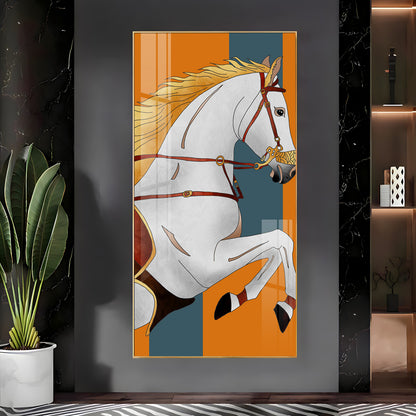 Modern White Horse Premium Acrylic Vertical Wall Art