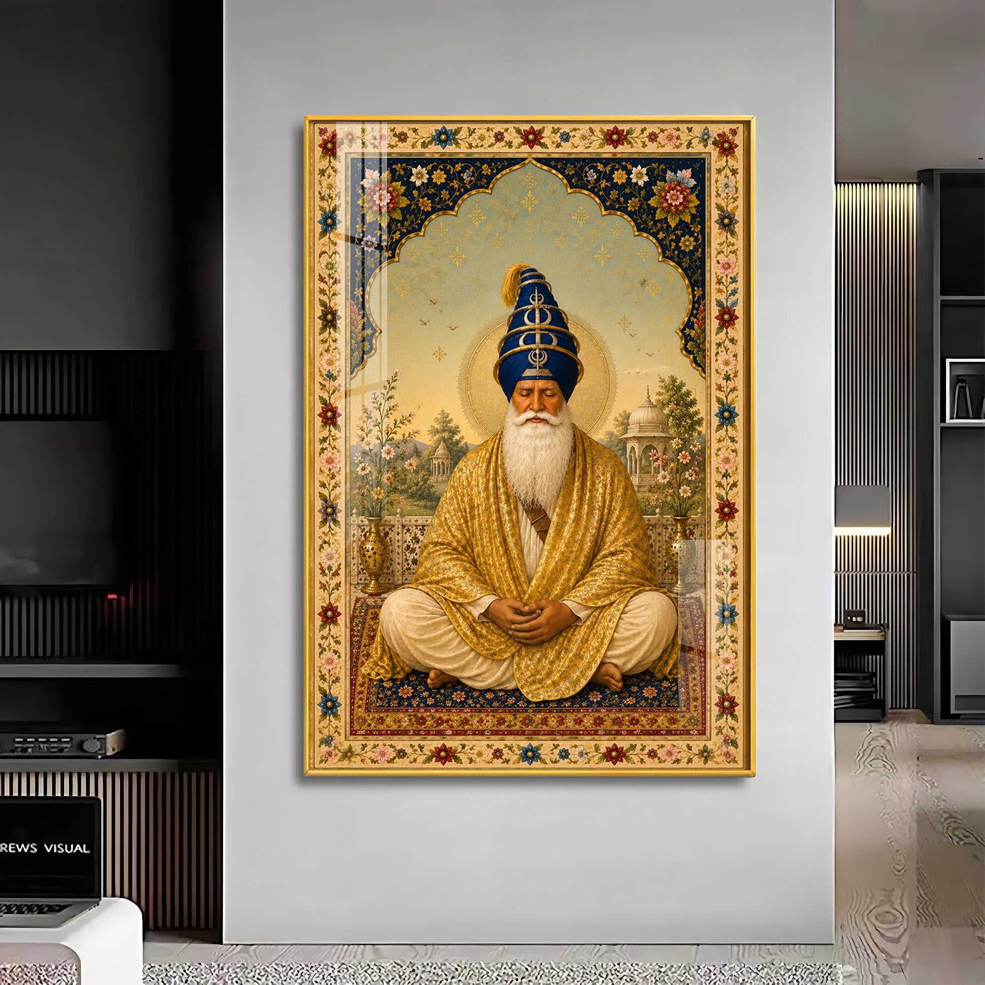 Guru Tegh Bahadur Ji Meditative Grace Premium Acrylic Vertical Wall Art