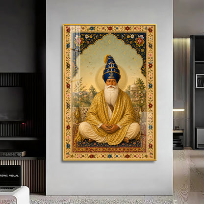 Guru Tegh Bahadur Ji Meditative Grace Premium Acrylic Vertical Wall Art