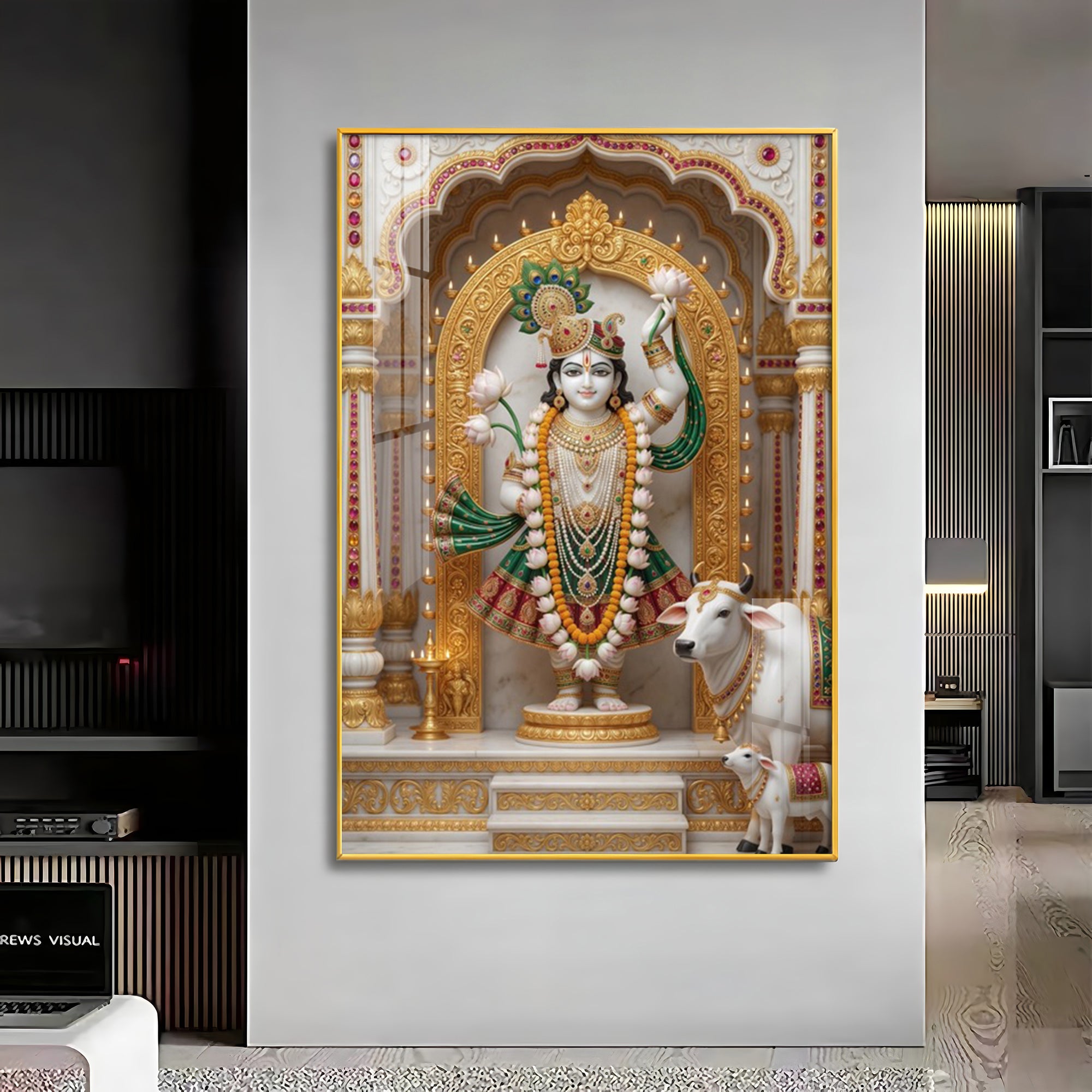 Divine Lord Krishna Ji Premium Acrylic Vertical Wall Art