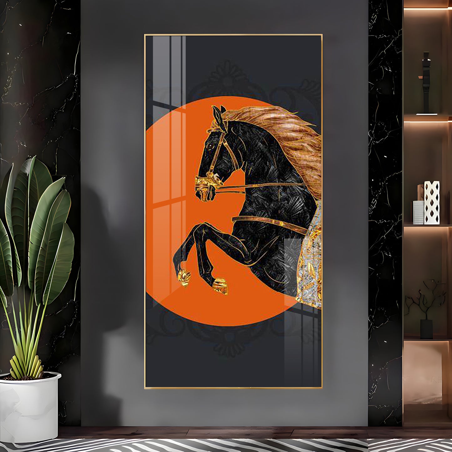 Black Horse Premium Acrylic Vertical Wall Art