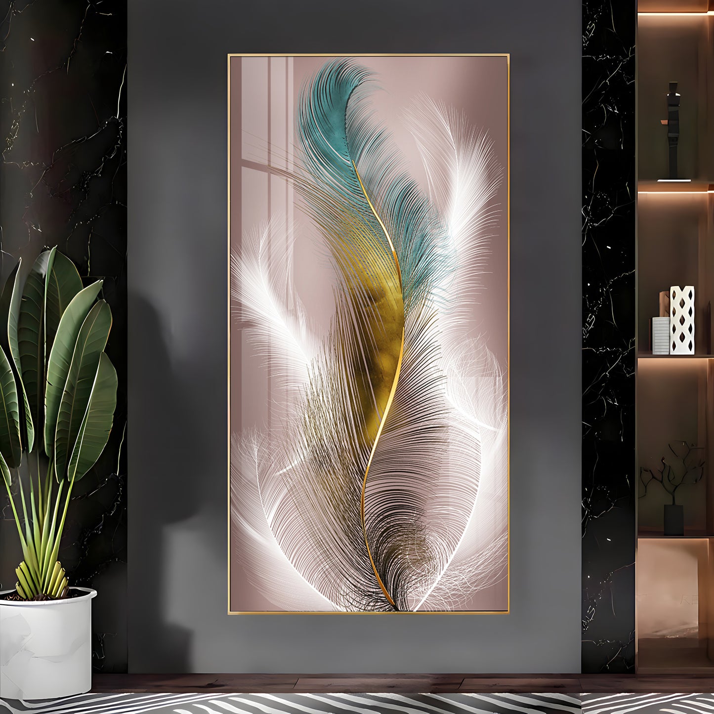 Abstract Feather Premium Acrylic Vertical Wall Art