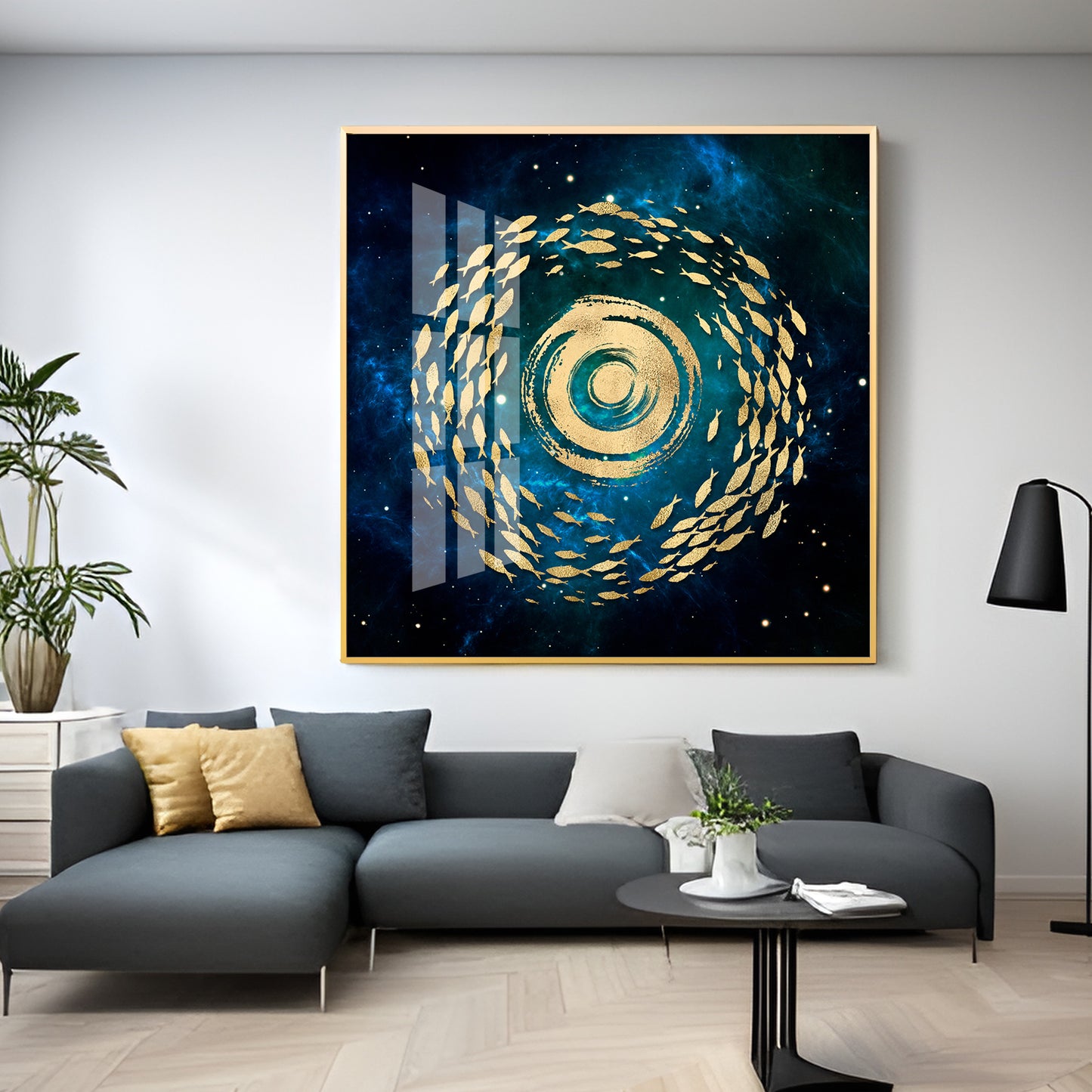 Fish Flow Mosaic Premium Acrylic Square Wall Art
