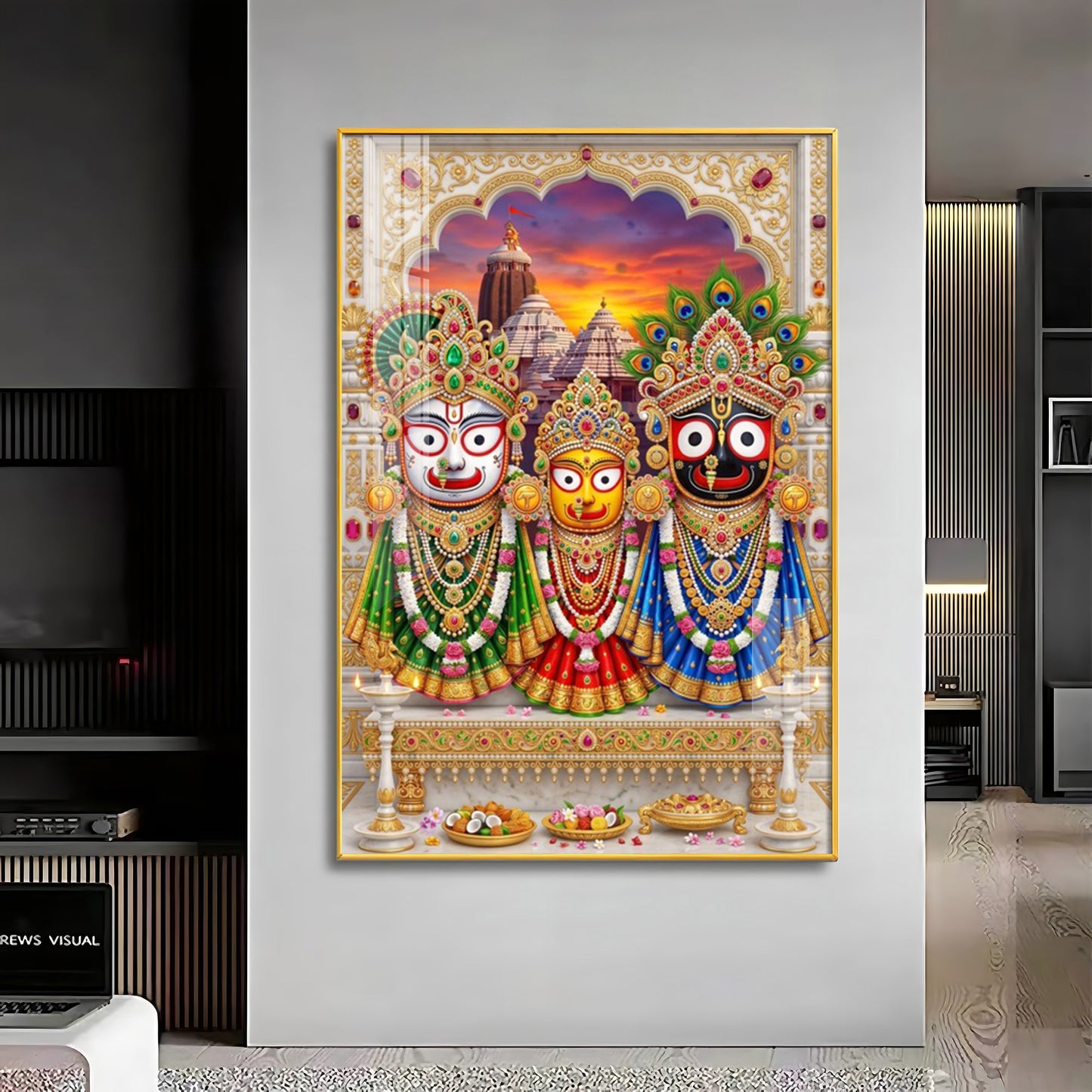 Lord Jagannath, Devi Subhadra & Lord Balabhadra Premium Acrylic Vertical Wall Art