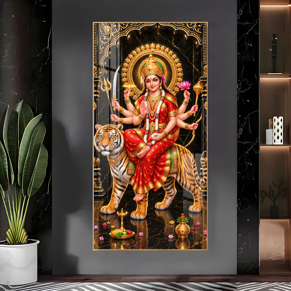 Divine Blessing Durga Premium Acrylic Vertical Wall Art