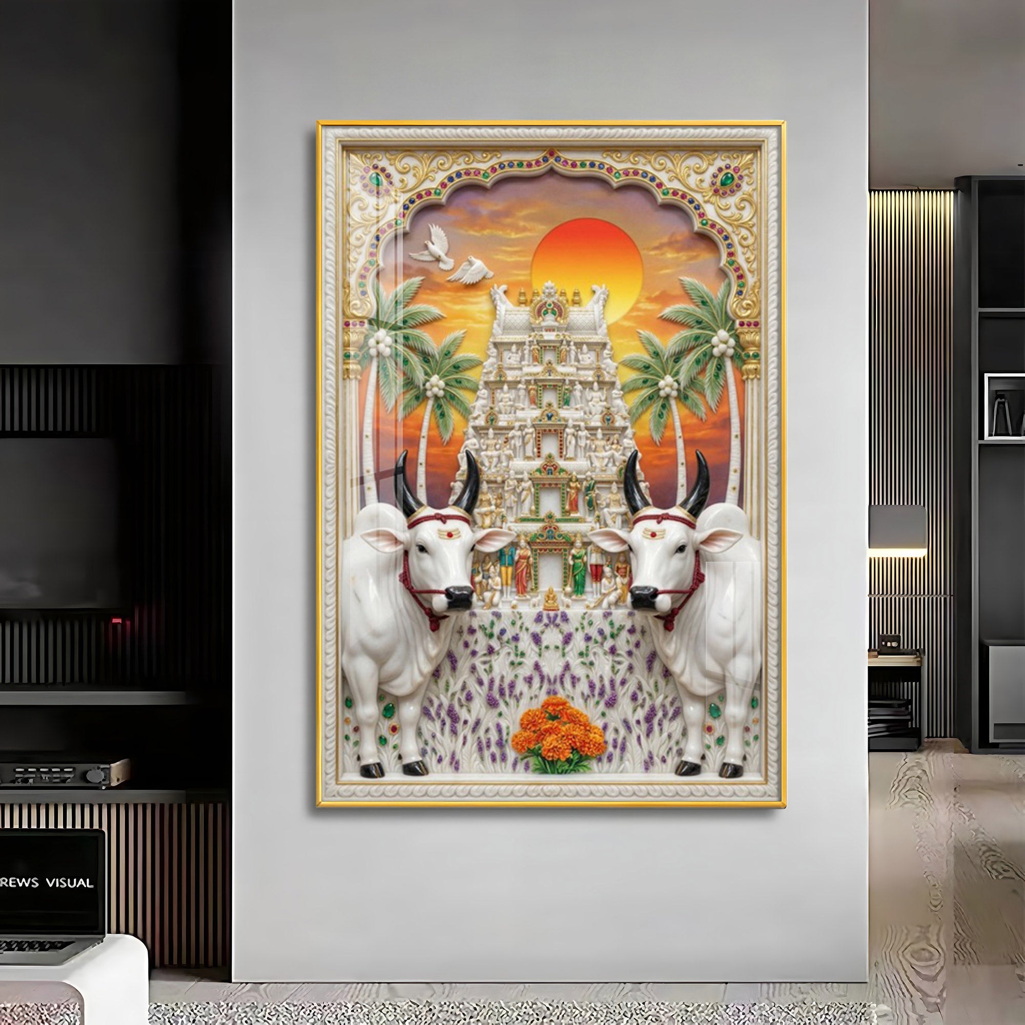 The Kamadhenu Cow Premium Acrylic Vertical Wall Art