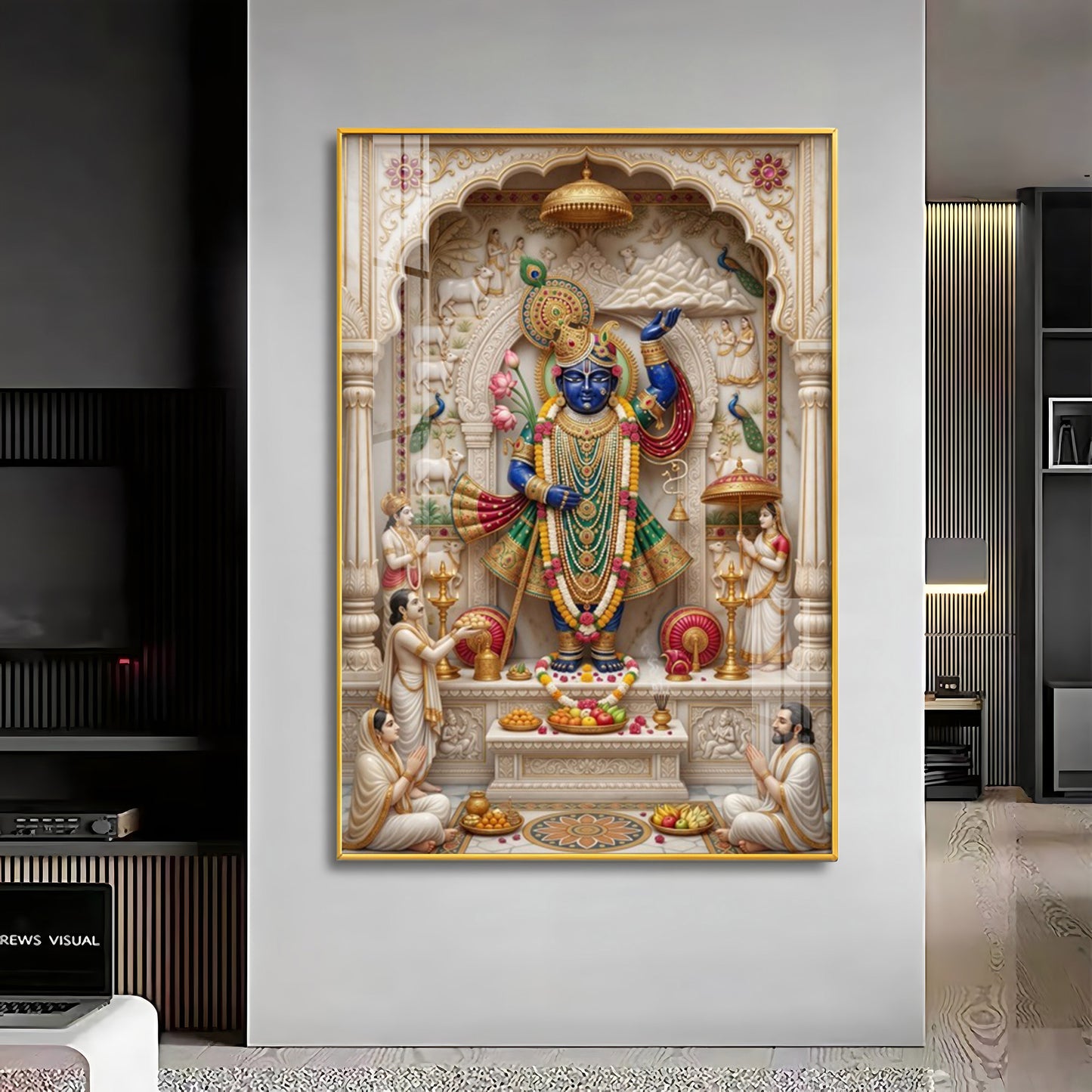 Lord Shrinathji Pichwai Premium Acrylic Vertical Wall Art