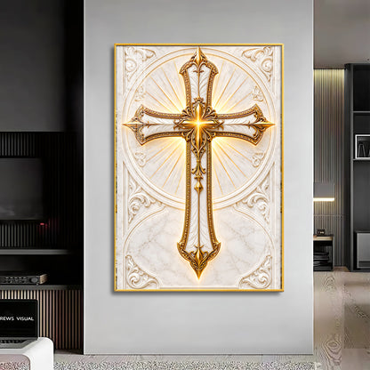 Golden Holy Cross Premium Acrylic Vertical Wall Art