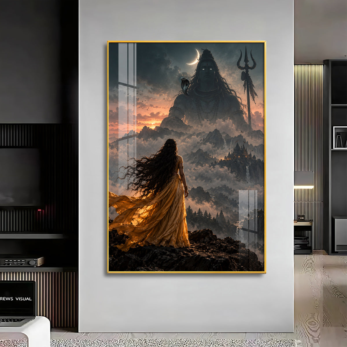 Parvati Looking At Shiva Premium Acrylic Vertical Wall Art