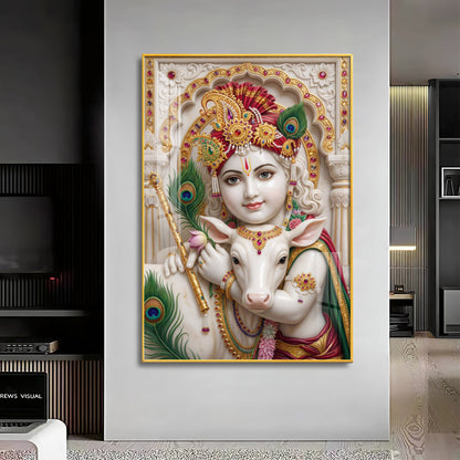Blessings Of Bal krishna Premium Acrylic Vertical Wall Art